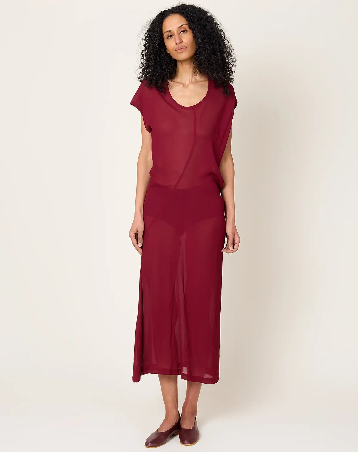 S-Curve Dress In Bordeaux 1