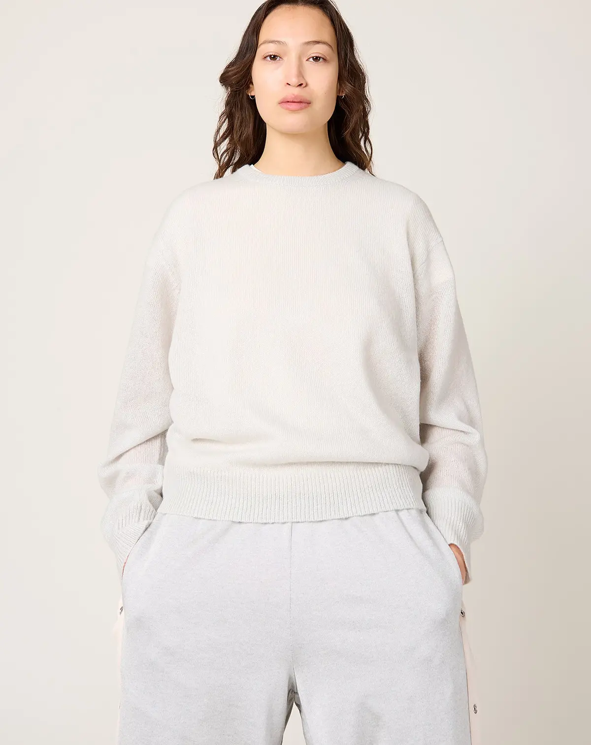 Sheer Crew Neck In Stone 1
