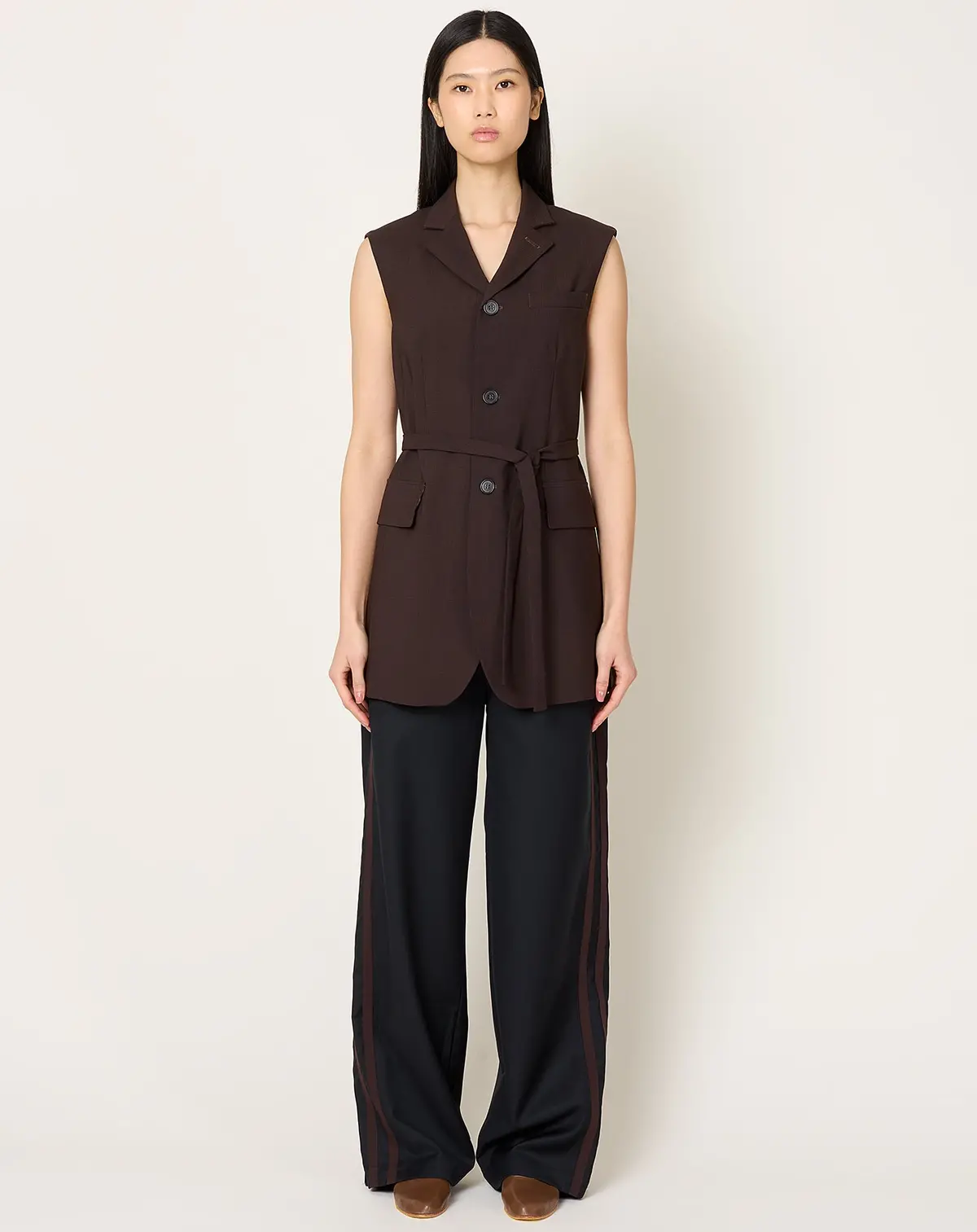 Sleeveless Blazer In Brown 1