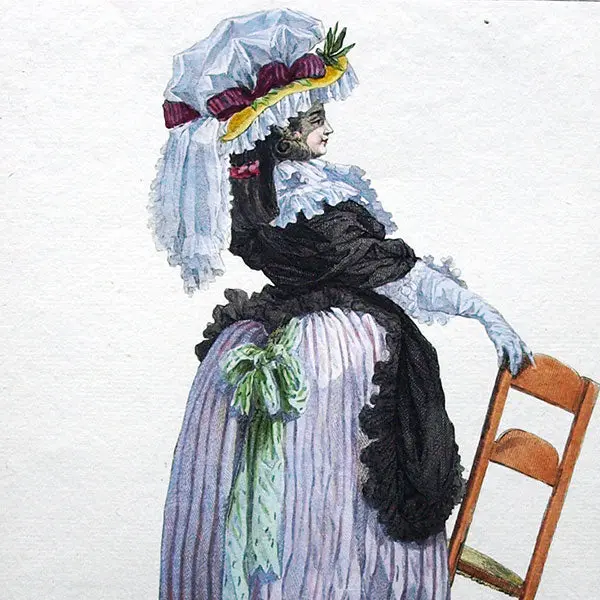 Gallerie Des Modes Et Costumes Français, 1778-1787, Gravure N° Aaa 284, Belle Dans L'incertitude Par Watteau (1785) 2