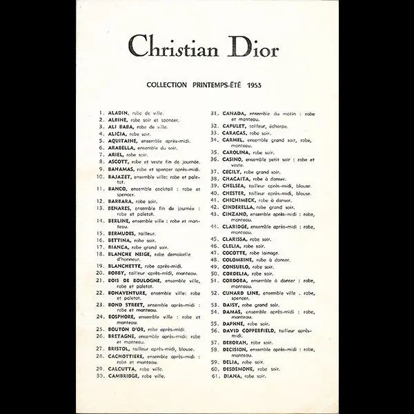 Christian Dior, Collection Printemps-Eté 1953 1