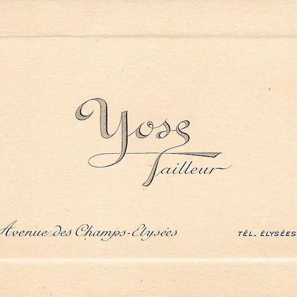 Yose - Carte Du Tailleur, 97 Avenue Des Champs-Elysées À Paris (Circa 1920) 2