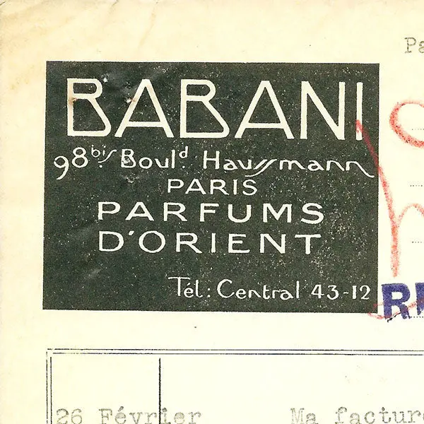 Babani - Facture De La Maison Babani, 98 Bis Boulevard Haussmann À Paris (1920) 2