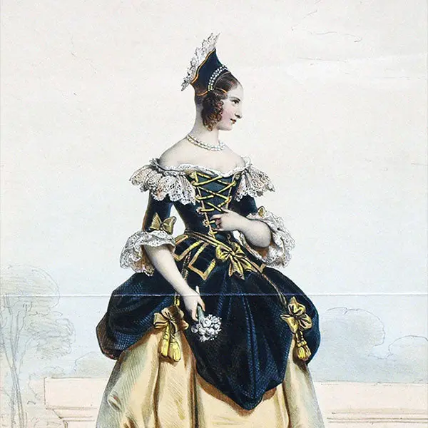 Achile Deveria - Costumes Historiques De Ville Ou De Théâtre, Planche N°25, Costume De Paysanne, 1760 (1831) 2