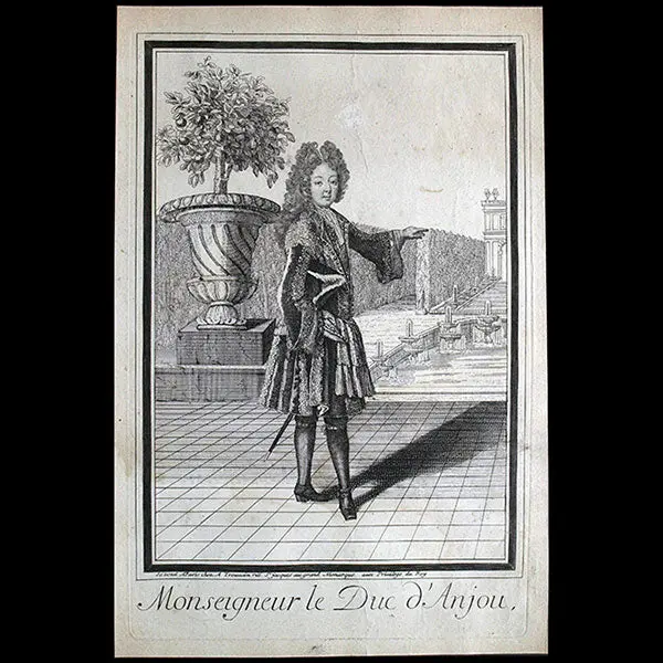 Trouvain - Monseigneur Le Duc D'anjou, Portrait En Mode De Philippe De France, Futur Philippe V D'espagne (Circa 1696) 1