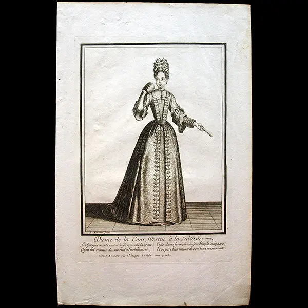 Dame De La Cour Vestue À La Sultane, Gravure De Nicolas Bonnart D'après Robert Bonnart (Circa 1690) 1