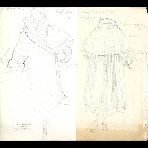 Montmartre, Modèle De Fourrure, Dessin De Victor Lhuer Pour La Reine D'angleterre (Circa 1920) 1