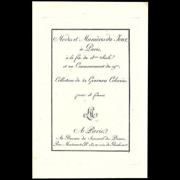 Modes Et Manières Du Jour À La Fin Du Xviième Siècle Et Au Commencement Du Xixème Siècle (1798-1808) - Réunion De 14 Planches (Circa 1900) 1