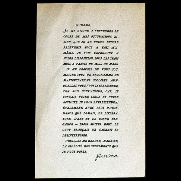 Fémina Reparaît, Annonce Des Éditions Pierre Lafitte, Par Georges Lepape (1917) 2