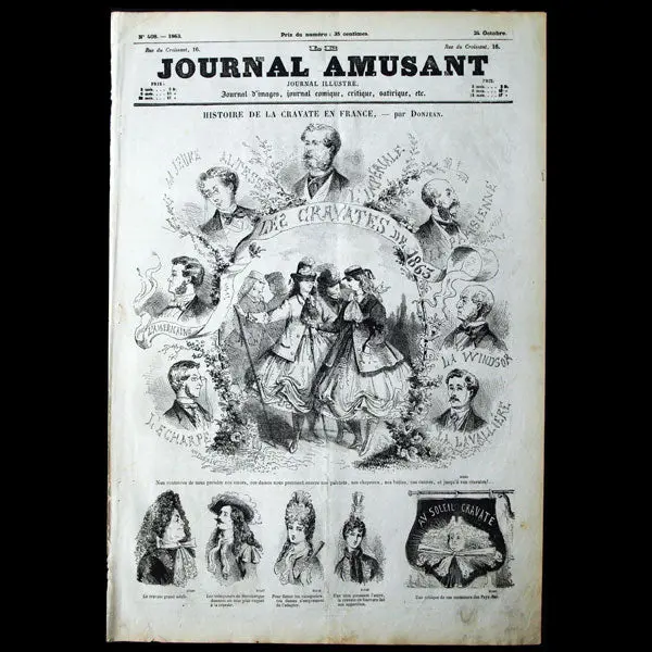 Le Journal Amusant, Histoire De La Cravate En France Par Gustave Donjean (Octobre 1863) 1