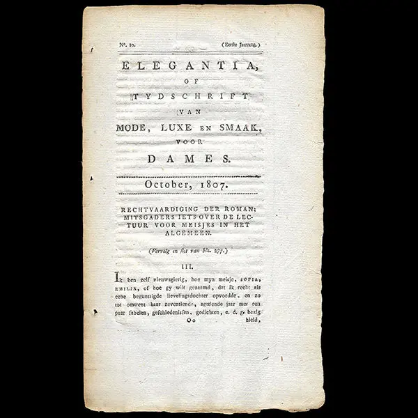 Elegantia, Of Tydschrift Van Mode, Luxe En Smaak Voor Dames - Livraison D'octobre 1807 2