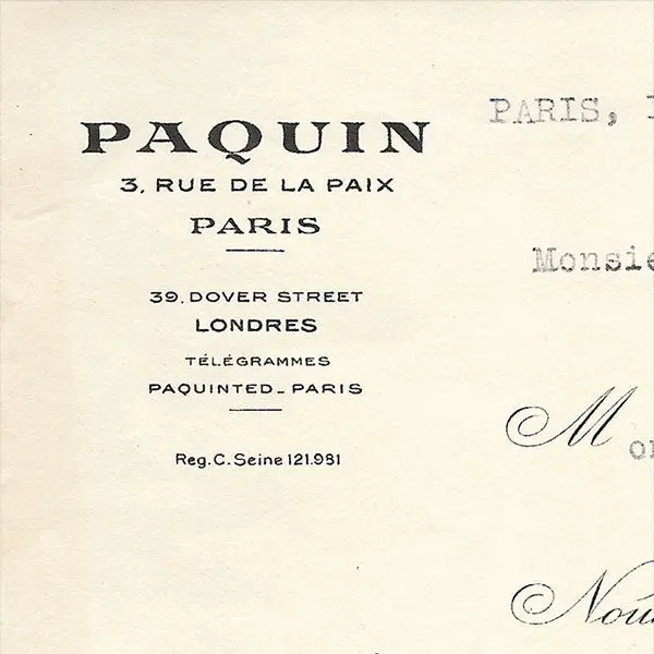 Paquin - Reçu De La Maison De Couture, 3 Rue De La Paix (1929) 2
