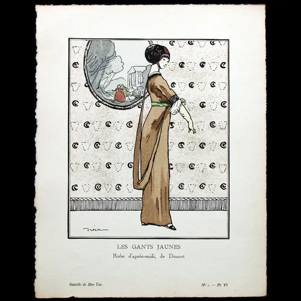 Gazette Du Bon Ton - Les Gants Jaunes, Robe D'après-Midi De Doucet, Planche De Dresa (N°1, 1912) 1