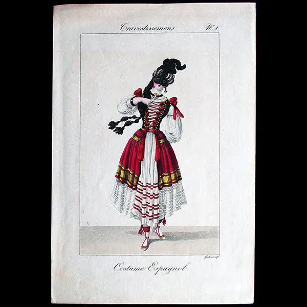 Gavarni - Travestissements, Planche N°1 Costume Espagnol Par Paul Gavarni (1827) 1
