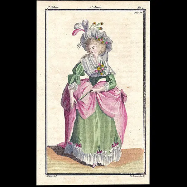 Magasin Des Modes Nouvelles Françaises Et Anglaises, Planche 1, 4Ème Cahier - Anglaise En Robe De Cour (20 Décembre 1786) 1