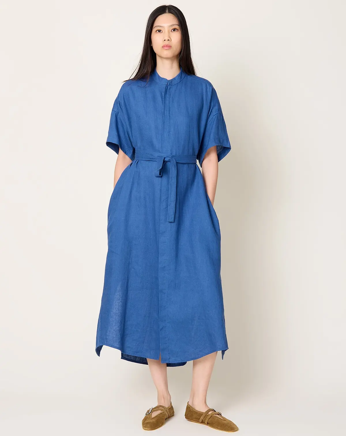 Linen Shirtdress In Cobalt 1