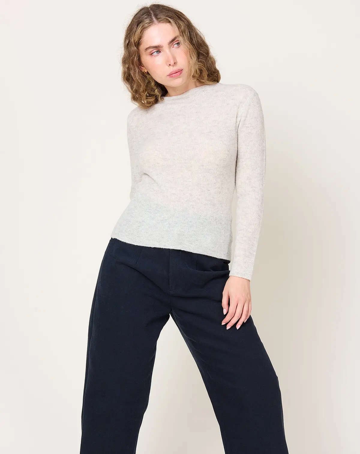 Mockneck Longsleeve In Heathered Mist 1