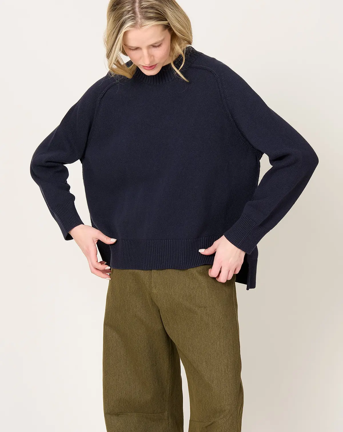 Roll Seam Pullover In Navy 1
