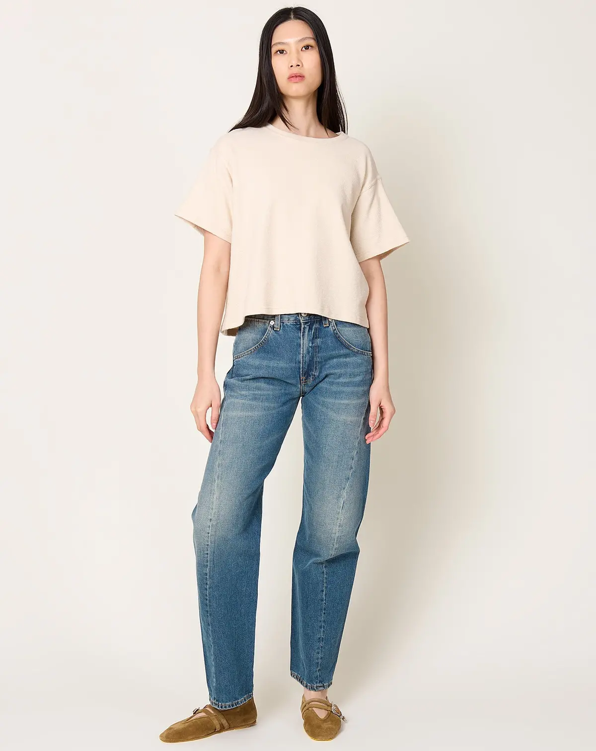 Cropped Tee In Oatmeal 1