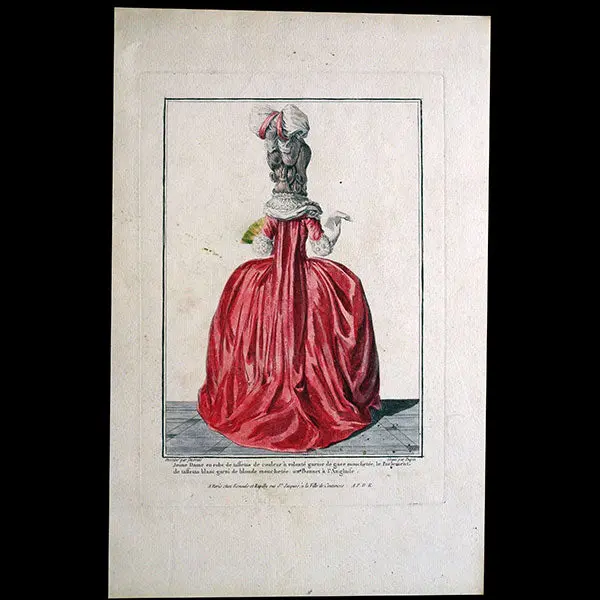 Gallerie Des Modes Et Costumes Français, 1778-1787, Gravure N° Q 94, Jeune Dame En Robe De Taffetas De Couleur À Volonté (1778) 1