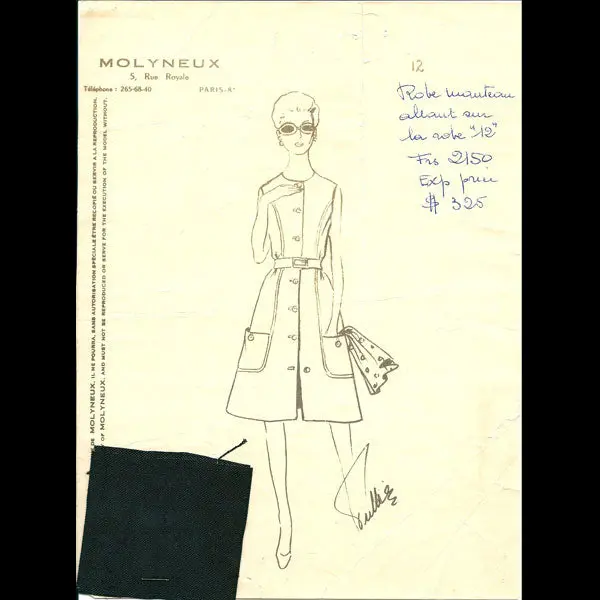 Robe Manteau De La Maison Molyneux (Circa 1970) 1