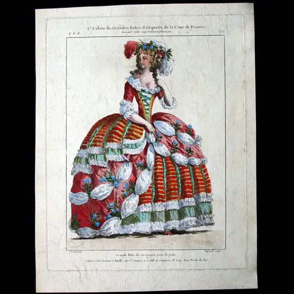 Gallerie Des Modes Et Costumes Français, 1778-1787, Gravure N° Rrr 373, Grande Robe De Cérémonie Pour Le Gala Par Saint-Aubin (1787) 1
