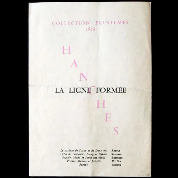 Jeanne Lanvin - Castillo, Programme De Défilé, Printemps 1958 2