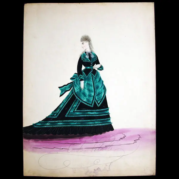 Dessin De Charles Pilatte Pour Les Maisons Worth Ou Ghys (Circa 1860-1870) 1