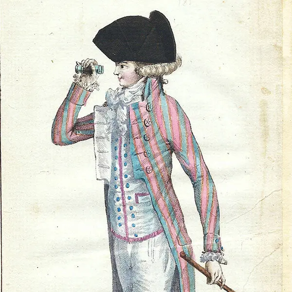 Magasin Des Modes Nouvelles Françaises Et Anglaises, 2Ème Figure, 23Ème Cahier - Jeune Homme En Habit À Revers (11 Juillet 1789) 2