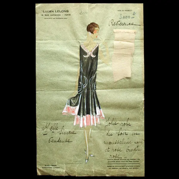 Dessin De La Maison Lucien Lelong, Modèle Révérence (Circa 1925) 1