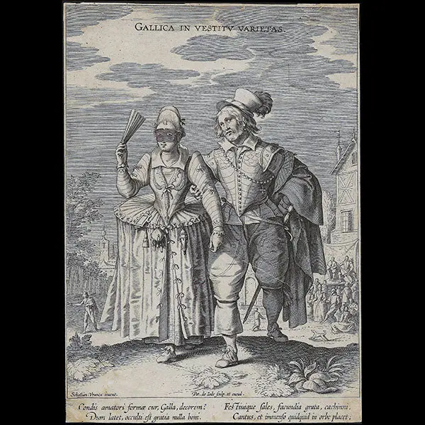 Variarum Gentium Ornatus - Couple D'élégants Français, Gravure De Pieter De Jode D'après Sebastiaen Vrancx (Circa 1605-1610) 1