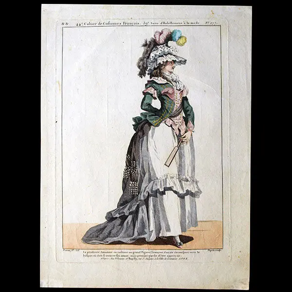 Gallerie Des Modes Et Costumes Français, 1778-1787, Gravure N° && 277, La Prudente Amazone Par Watteau (1784) 1