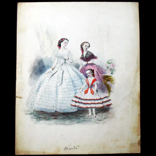 Dessin D'hippolyte Pauquet Pour Le Journal Des Demoiselles (Décembre 1859) 1