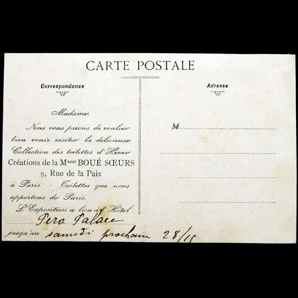 Boué Soeurs - Carte D'invitation À Une Présentation De Collection (Circa 1905-1910) 2