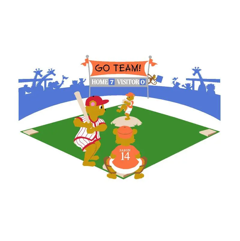 Baseball Bears - Small - Paint-By-Number Wall Mural 1