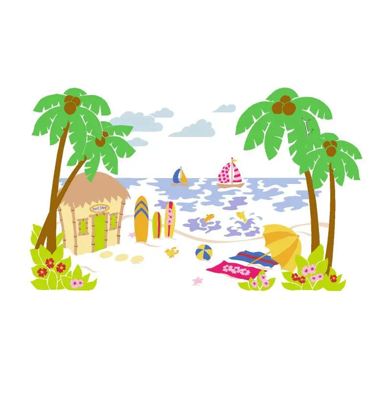 Beach Scene Paint-By-Number Wall Mural 1