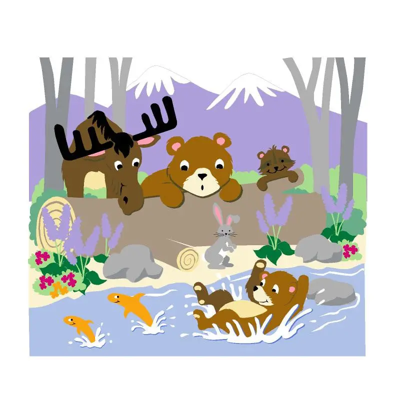 Bear-Ly Fishing Paint-By-Number Wall Mural 1