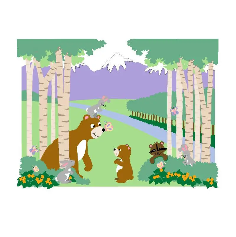 Bears & Butterflies Paint-By-Number Wall Mural 1