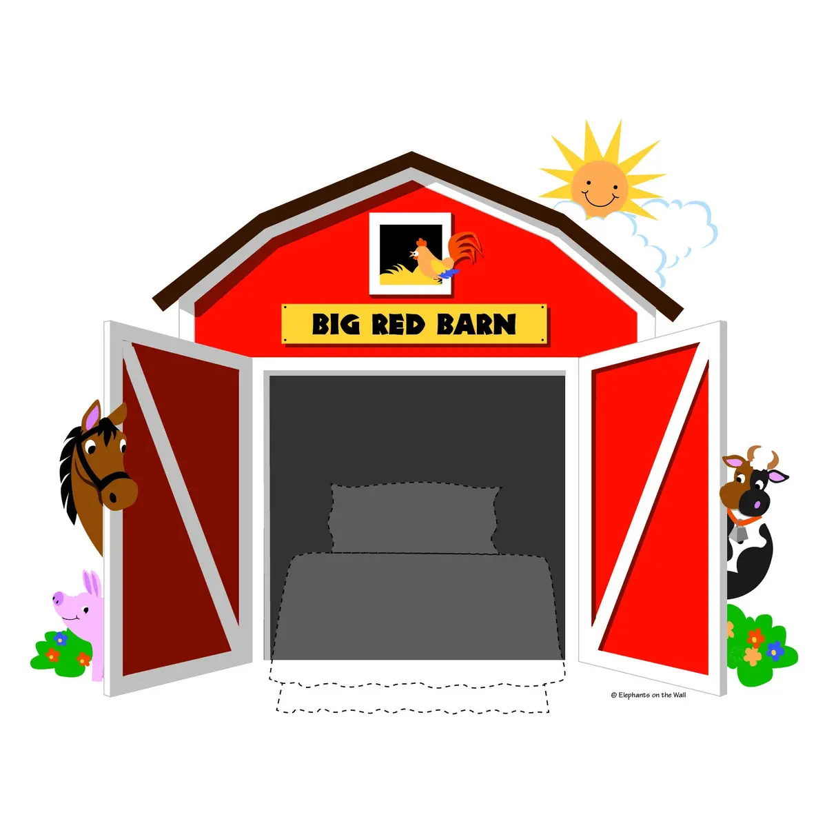 Big Red Barn Chalkboard Paint-By-Number Wall Mural 1