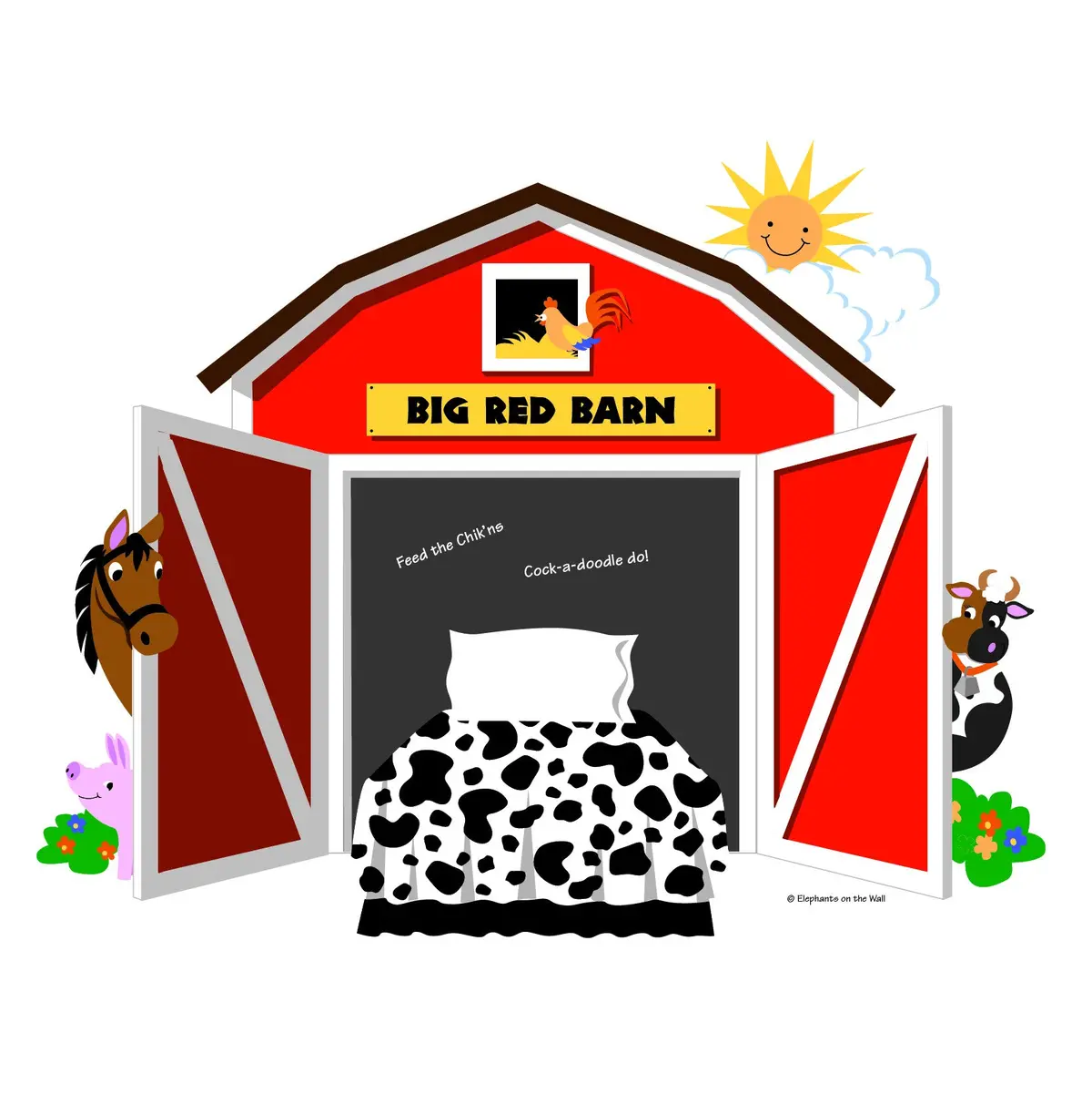 Big Red Barn Chalkboard Paint-By-Number Wall Mural 2