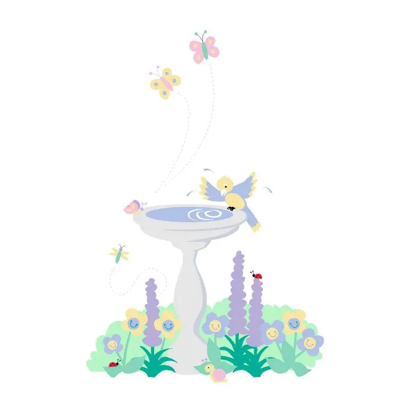 Birdbath Paint-By-Number Wall Mural 1