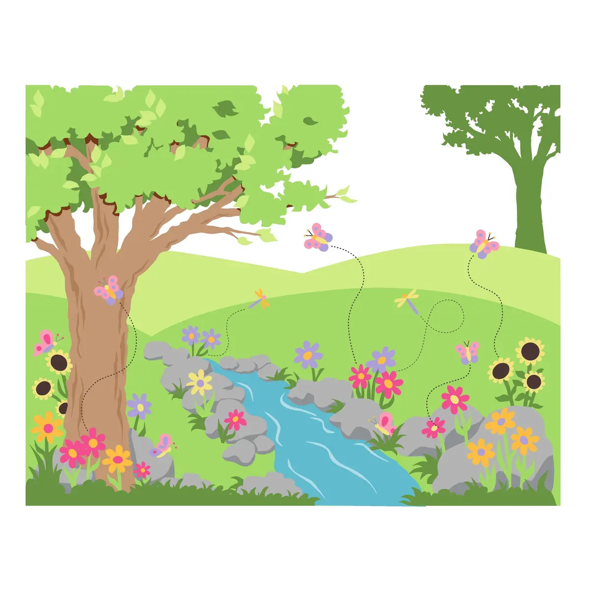 Butterlies & Flowers Paint-By-Number Mural 1