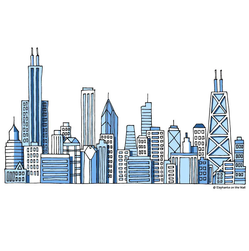 Chicago Skyline Paint-By-Number Mural 1
