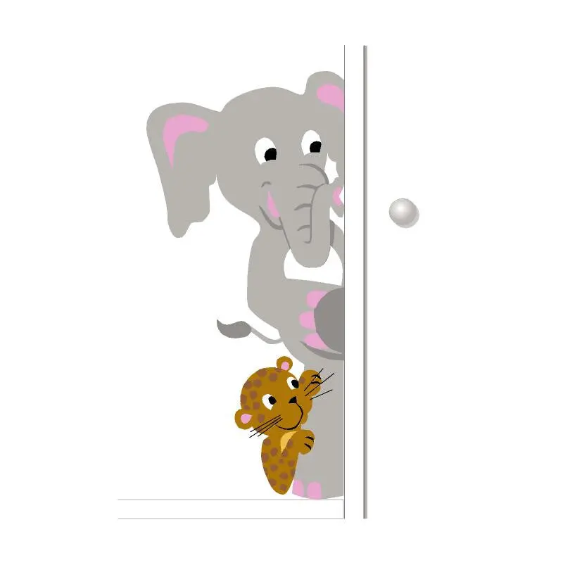 Elephant & Leopard Doorhugger Paint-By-Number Mural 1