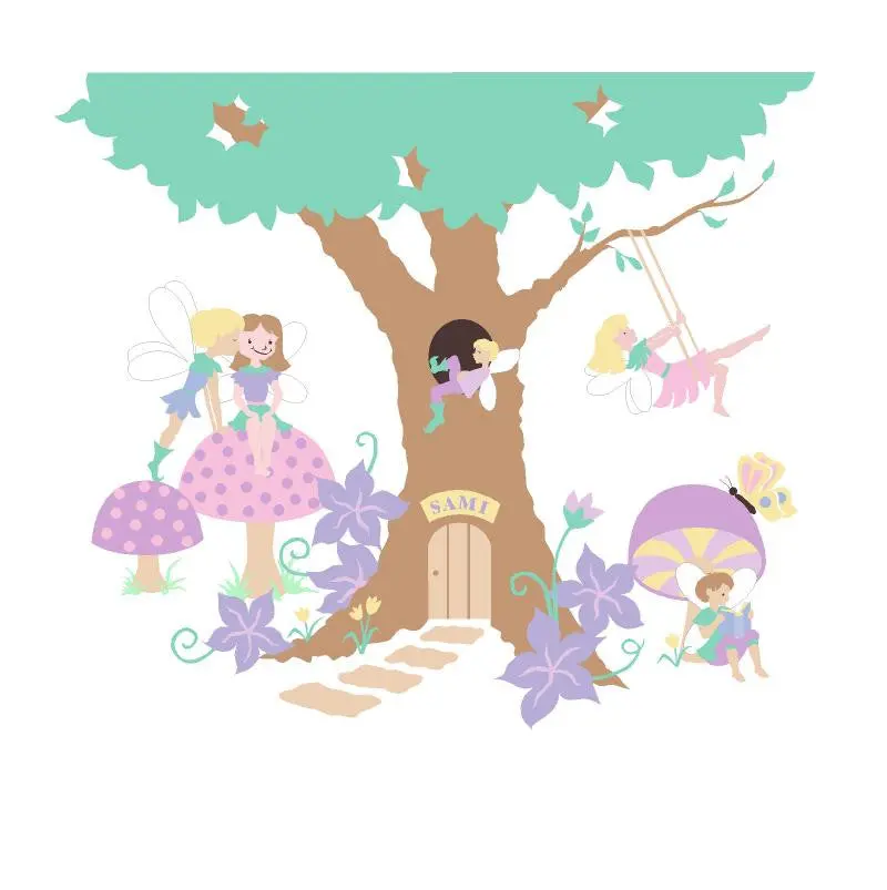 Enchanted Tree House Paint-By-Number Mural 1