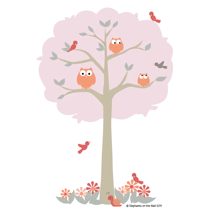 Feathery Friends One - Coral & Gray Paint-By-Number Mural 1