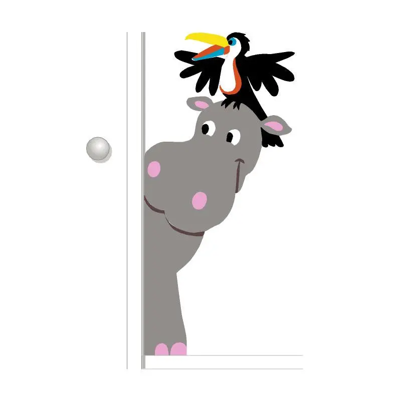 Hippo & Toucan Doorhugger Paint-By-Number Wall Mural 1