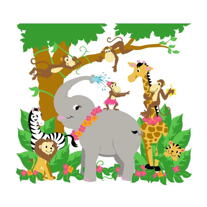 Jungle Hula Party Paint-By-Number Wall Mural 1