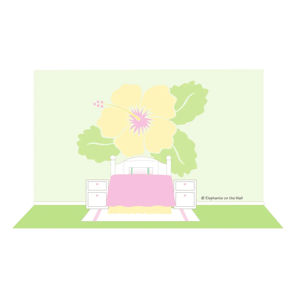 Large Hibiscus Paint-By-Number Wall Mural 1