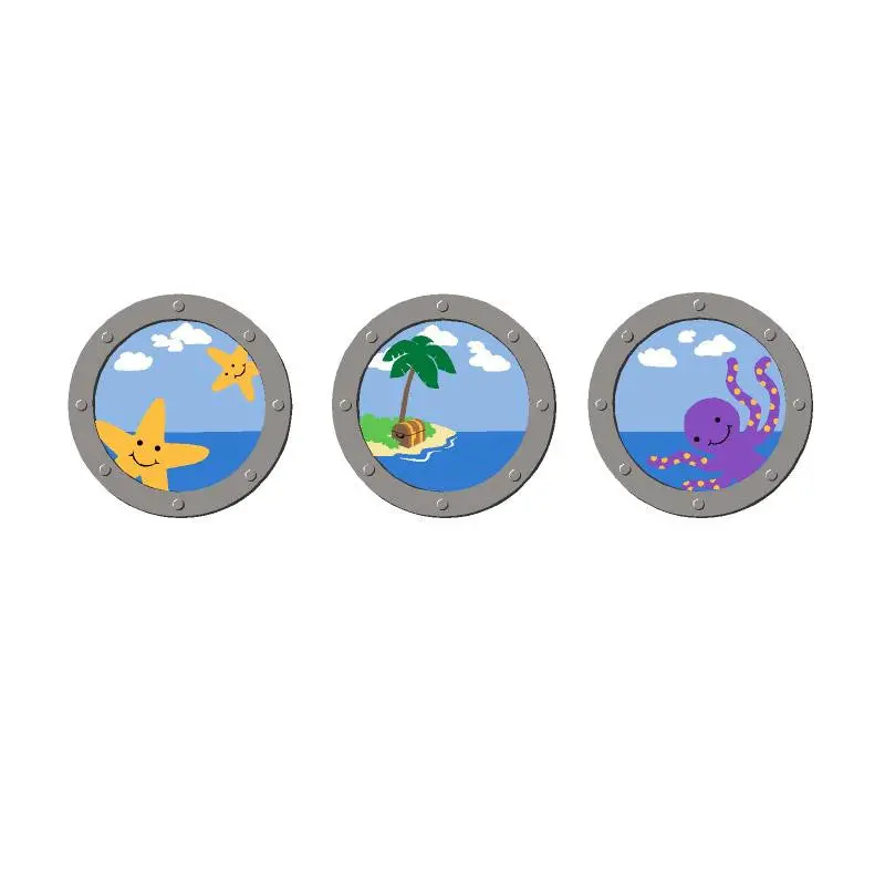 Trio Of Port Holes Mini Wall Mural 1